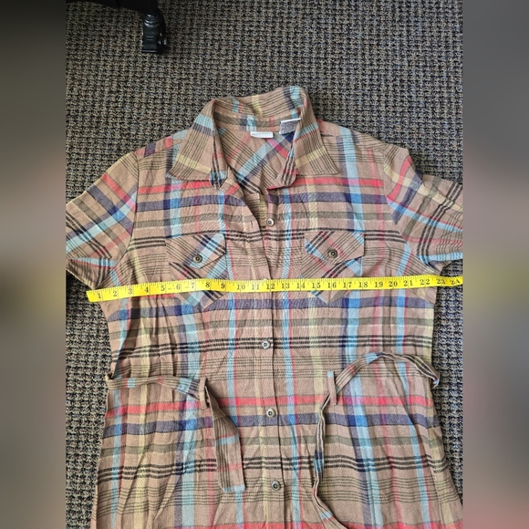 White Stag Tan and Orange Midi Dress with Cuffed Sleeves - Picture 5 of 8